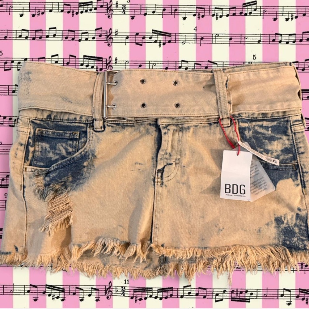BDG Blue and Tan Denim Skirt